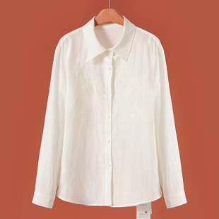 35%麻 重工刺绣翻领纯色天丝衬衫 申 春装 602 当季 68%莱赛尔
