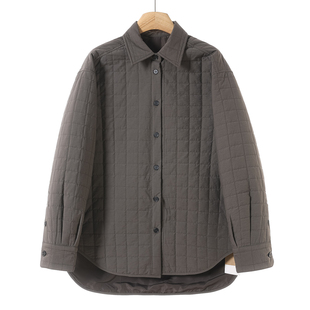 款 西湖阁老 纯色翻领单排扣衬衫 韩货冬装 夹棉棉衣外套711