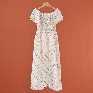 可一字肩两穿荷叶边波点连衣裙119剪弜 夏装 899西湖阁老 真情