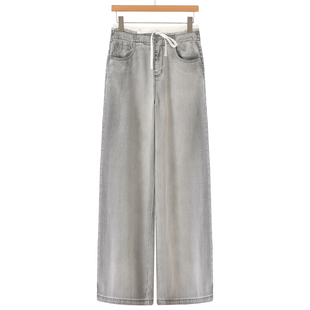 针织拼接拖地宽脚牛仔裤 699 春装 栖 096 64%莱赛尔纤维