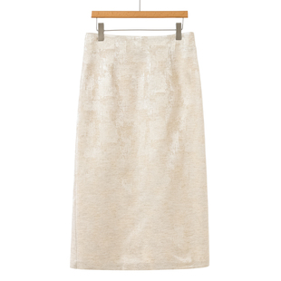 轻奢高腰修身 539 半身长裙142 春装 文 86%粘纤 13%亚麻