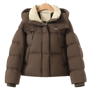 拼色翻领束口袖 冬装 显高挑连帽羽绒服703 寇 过西湖阁老