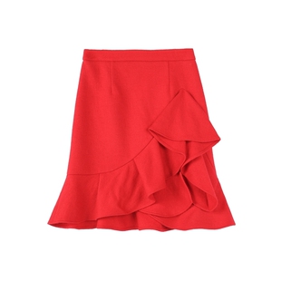 荷叶边包臀羊毛呢料半身裙043玖 轻奢春冬 999西湖阁老 缇