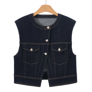 春装 垫肩显高休闲马甲牛仔外套097 589西湖阁老