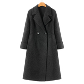 气质过膝西装 冬装 领双面呢长毛大衣086 之 100绵羊毛