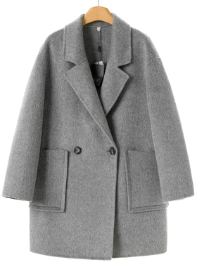 80%绵羊毛【妃】冬装*绍 西装领双面呢丝绒含驼绒长毛大衣851