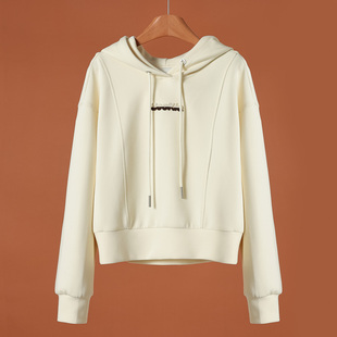 短款 699西湖阁老 连帽带抽绳植绒字母蝙蝠袖 冬装 卫衣651 桑S