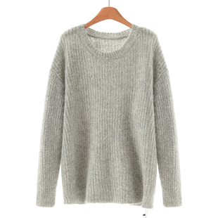 宽松慵懒溜肩袖 939 冬装 兰 圆领毛衣012 56%羊驼毛