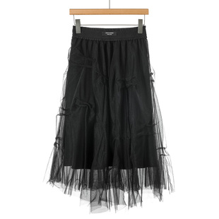 冬装 桑S 木耳边松紧腰不规则抽褶网纱半身裙613 100锦纶 599