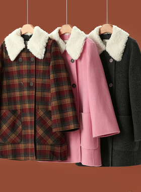 1699西湖阁老【熠】冬装 仿羊羔毛拆卸领双面呢大衣117