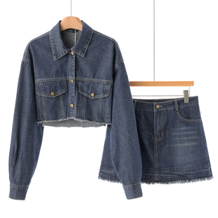 春季 兰 短款 外套 111 799 毛边半身短裙牛仔套装 再生纤维素