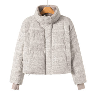 鹅绒服 针织收口拼接袖 圣 冬装 立领饱满短羽绒服550 当季 高货