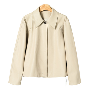 门襟开衫 699 春季 PU插肩皮衣外套820 55%粘胶纤维