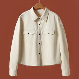 春装 境 翻盖假口袋娴熟翻领外套013 42%莱赛尔 498