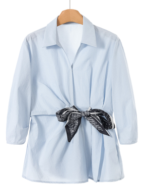 399 西湖阁老【HO】春装 *绍 气质翻边V领含棉设计感衬衫008