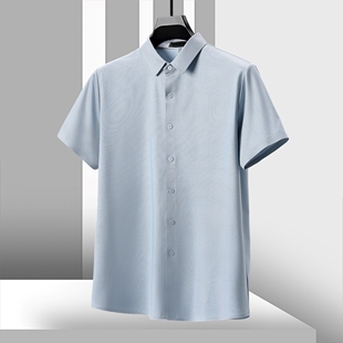 冰 3.9%桑蚕丝 25夏装 千鸟格休闲短袖 207 男装 无痕衬衫 1158
