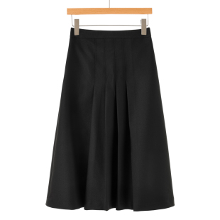 高腰纯色抽褶A字版 春装 半身裙600 都SML 西湖阁老