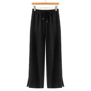 刺绣无口袋松紧开叉阔腿裤 春装 260 都SML 38%粘纤