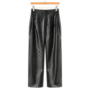 肌理感亮面抽褶显瘦九分直筒裤 459西湖阁老 绍 春装 320 迪