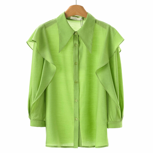 43%醋酸 清新好搭减龄衬衫 栖 荷叶边袖 675 春装 569