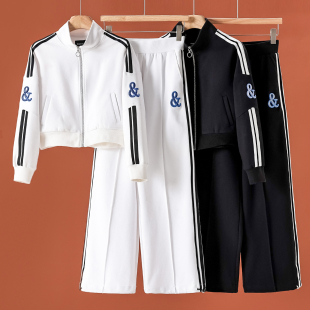 拼色套装 春季 束脚松紧阔腿裤 567 立领拉链外套 62%粘纤