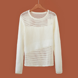 亮丝拼接镂空套头针织衫 春装 801 文 599西湖阁老