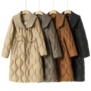 松紧收褶翻领系腰绳摁扣羽绒服877 冬装 2699西湖阁老 慧