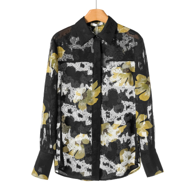 559西湖阁老【真情】26春装 印花休闲辣妹半透雪纺衬衫811