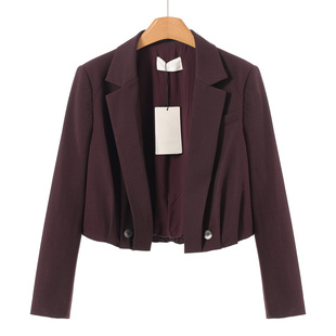 领无扣短款 699西湖阁老 通勤气质西装 春装 含粘纤外套213 文