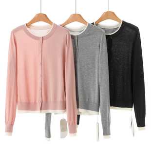 假两件撞色含绵羊毛针织外套128 春装 599山羊绒 兹