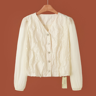 春装 奕 重工立体提花拼接袖 短款 915 599 衬衫 100锦纶