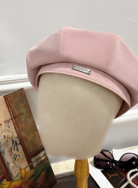 129西湖阁老【乐D】春款 *绍 纯色小清新PU皮质八角贝雷帽102