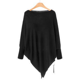 30%绵羊毛 针织衫 兰 不规则斜摆蝙蝠袖 092 春冬 599