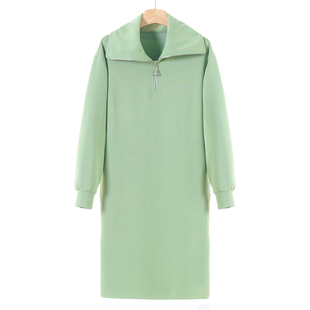 拉链翻领有口袋减龄休闲连衣裙051 春季 699西湖阁老 祥