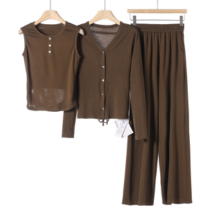 系带外套 春季 背心 松紧阔腿裤 816 三件套 套装 佐