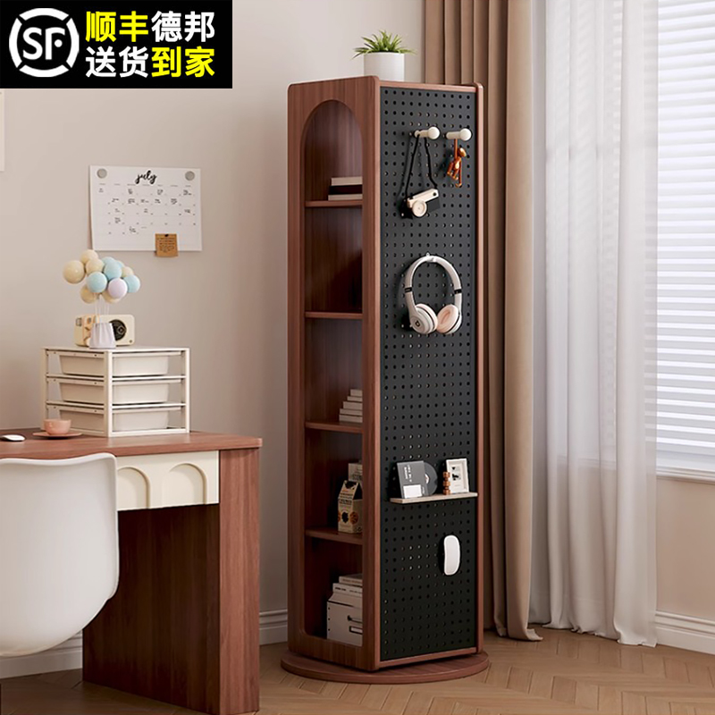实木旋转书架置物架落地学生书柜