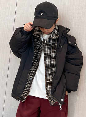 韩版牛仔拼接羽绒服外套