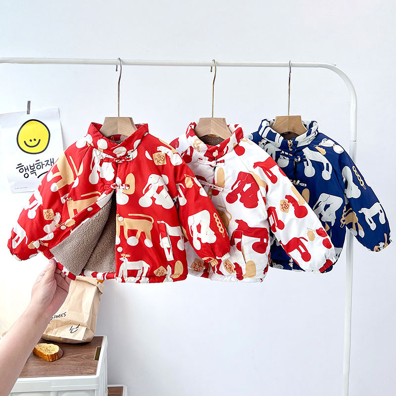 拜年服儿童双面穿中小童棉服宝宝