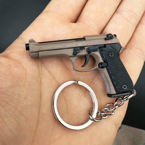1:4伯莱塔M92F手枪合金模型钥匙扣挂饰可拆卸金属玩具枪不可发射