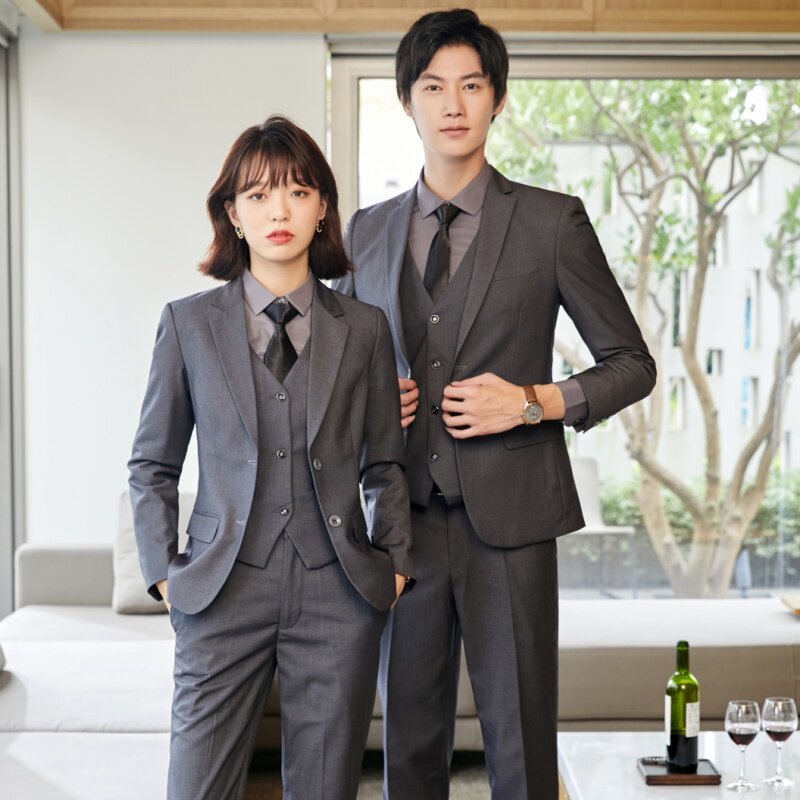 大学生面试西装马甲套装工作服图片