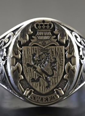 晨睿wih货源新款盾牌戒指铜材质复古风男戒