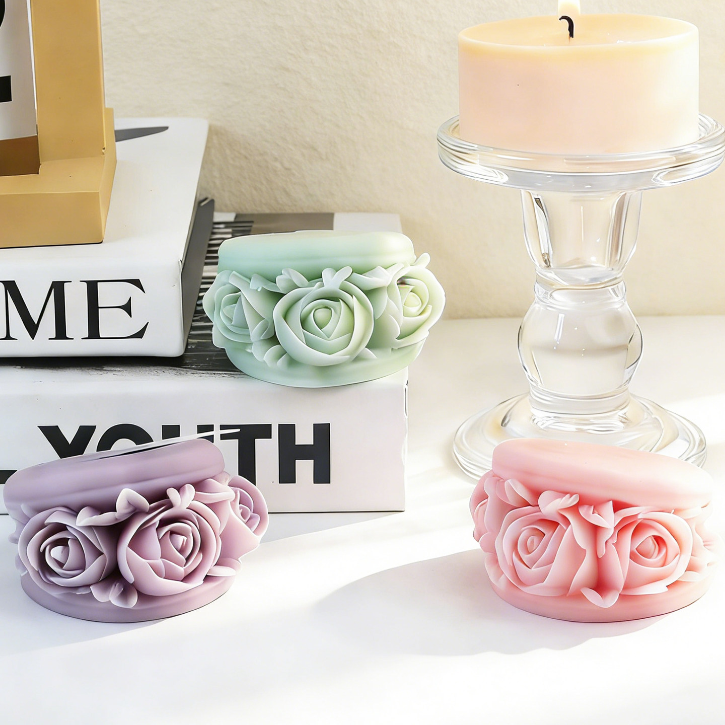 玫瑰马卡龙慕斯模具情人节心形法式甜品巧克力奶冻硅胶烘焙磨具