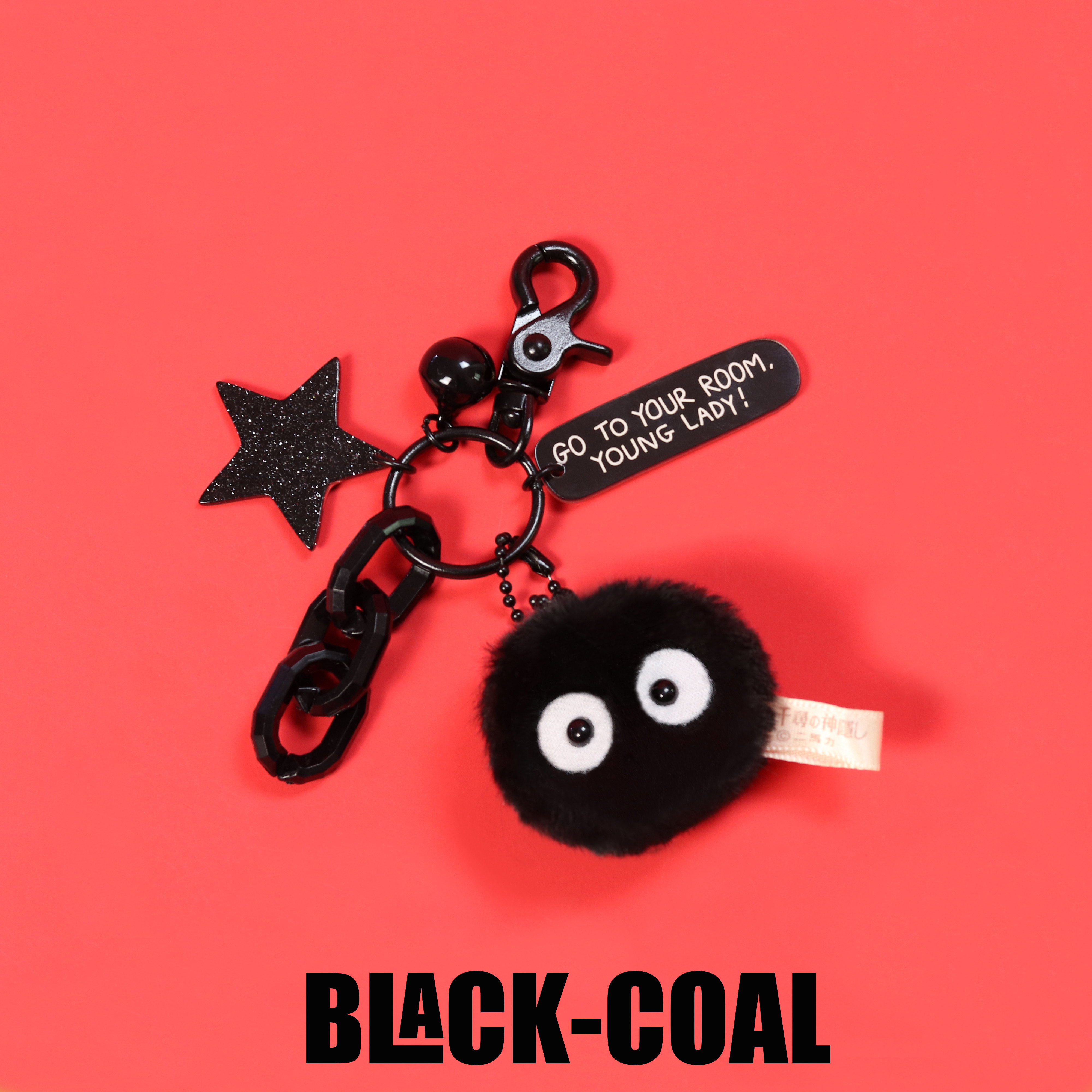 千与千寻钥匙扣学生书包挂件男女可爱卡通毛绒挂饰黑煤球钥匙圈