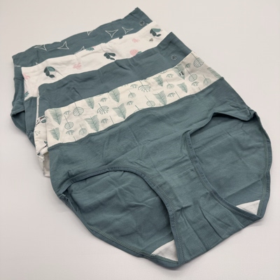 都市丽人棉莱卡印花女士内裤全棉裆抗菌中高腰三角短裤女士内裤