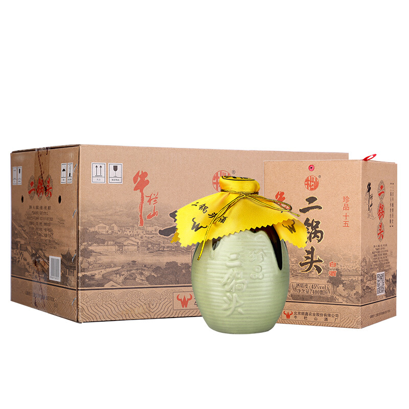 牛栏山二锅头珍品十五15年45度400ml*6瓶装清香型白酒礼盒装整箱