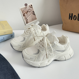 女童运动鞋春款2026新款透气网面大童老爹鞋轻便软底休闲鞋子学生