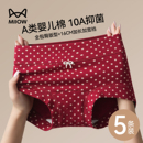 全棉a类女生四角裤 猫人平角内裤 女士纯棉抗菌红色本命年2025新款
