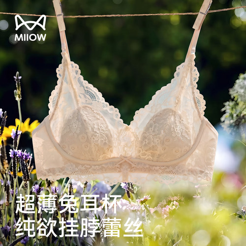 猫人法式蕾丝美背内衣女聚拢小胸