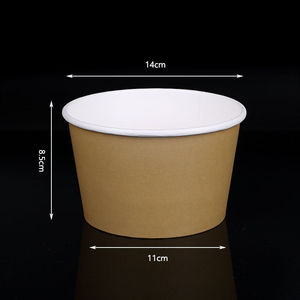 宝驰一次性纸碗小吃碗小饭碗甜品粥碗汤碗打包盒850ml本色纸碗不