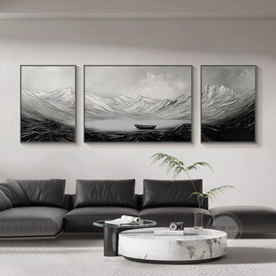 客厅2026新款壁画高档大气山水沙发背景墙挂画现代简约三联装饰画